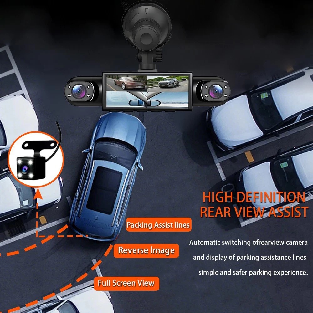 4-Channel Dashcam 360° 1080P HD Car Dash Cam Front Rear Inside Left Right