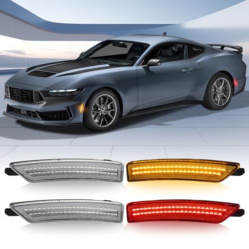LED Side Marker Lights Clear Lens Compatible with Fo 2024-Up Clear Amber & Red