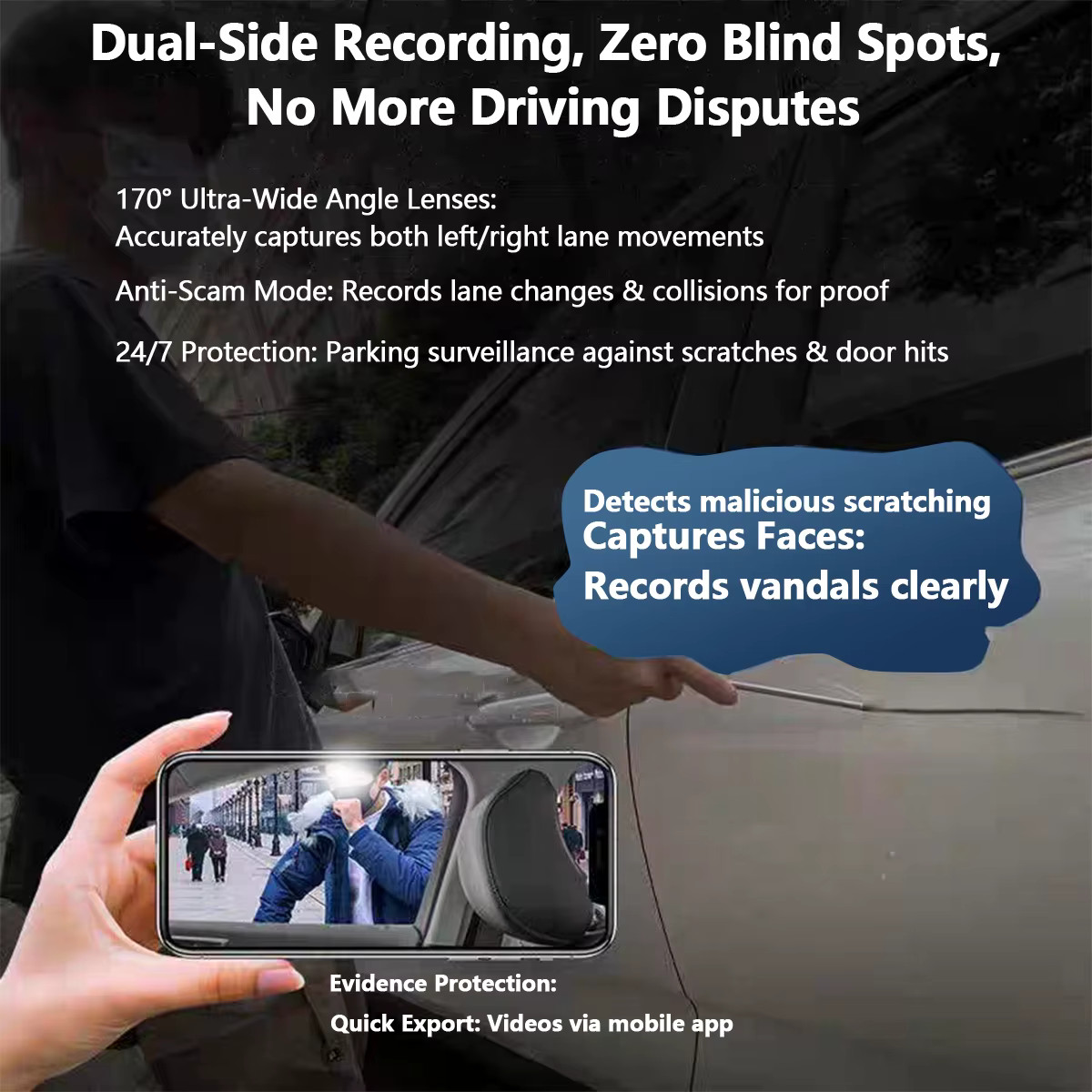 dashcam 4 channels dvr way back box parking mode 24h frt and rear interior 360