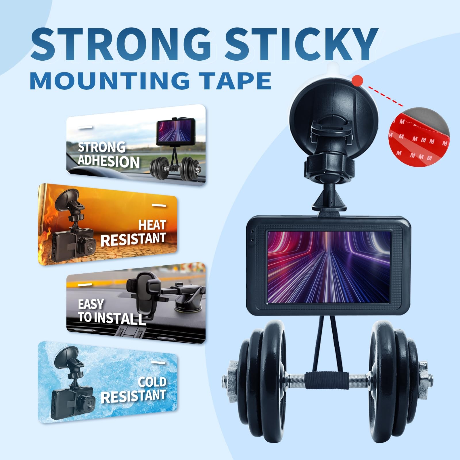 6 Pcs Dash Cam Double Sided Adhesive Pads High Bond Heat Resistant Tape Car