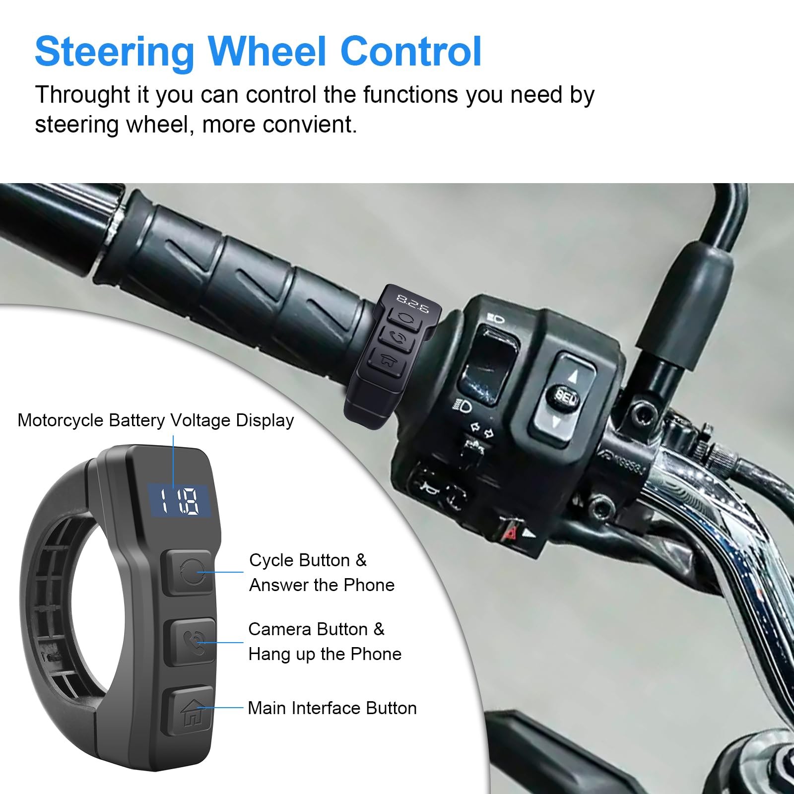 7″Motorcycle Head Unit IP67 Waterproof 1080P Lens w/Carplay Android/Touch Screen