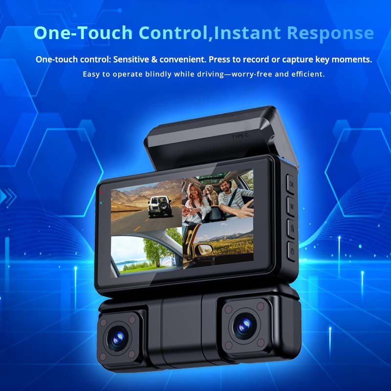 3in 4Lens Car Dash Camera DVR Parking Monitor 170° Driving Recorder Night Vision