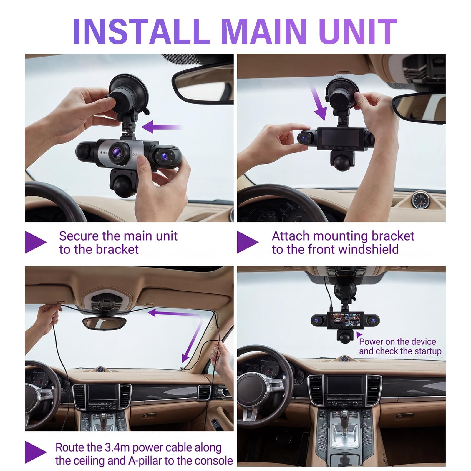 5 Channel Dash Cam 360°Wide Angle Dash Camera for Cars 1080P with Loop Record…
