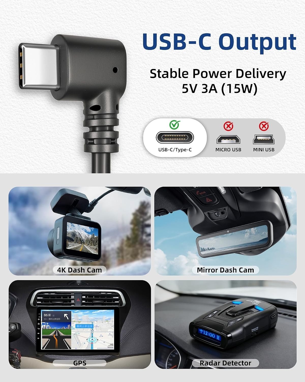 10FT OBD Power Cable for Dash Cams – Smart Driver Detection & Compact Design