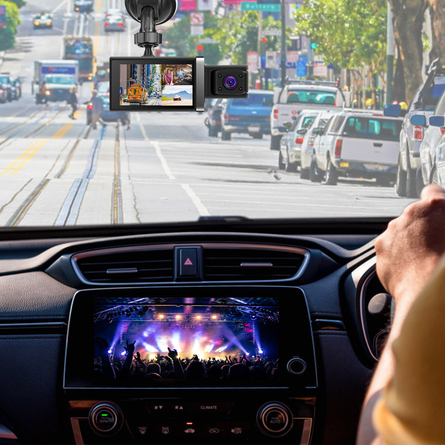 1080P 3 Lens Car DVR Dash Cam WIFI Video Recorder G-Sensor Front Rear Camera
