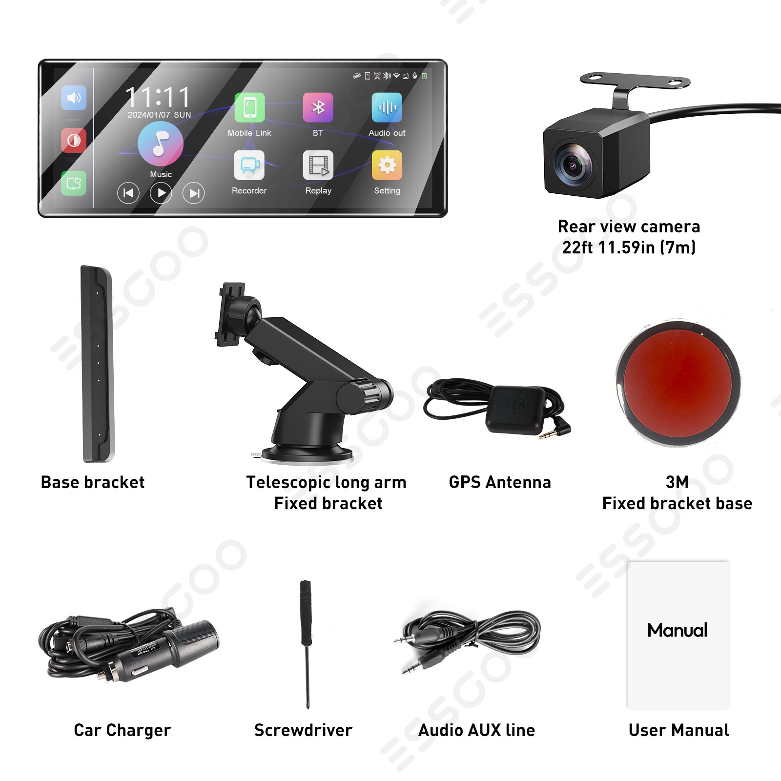 11.3″ 4K Dash Cam Touch Screen Car Stereo Portable Apple Carplay Android Auto
