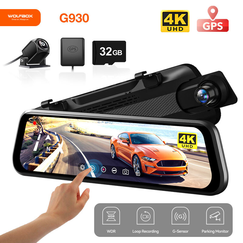 4K 10″ Rearview Mirror Car DVR Dual Dash Cam Camera Front Rear Video Recorder