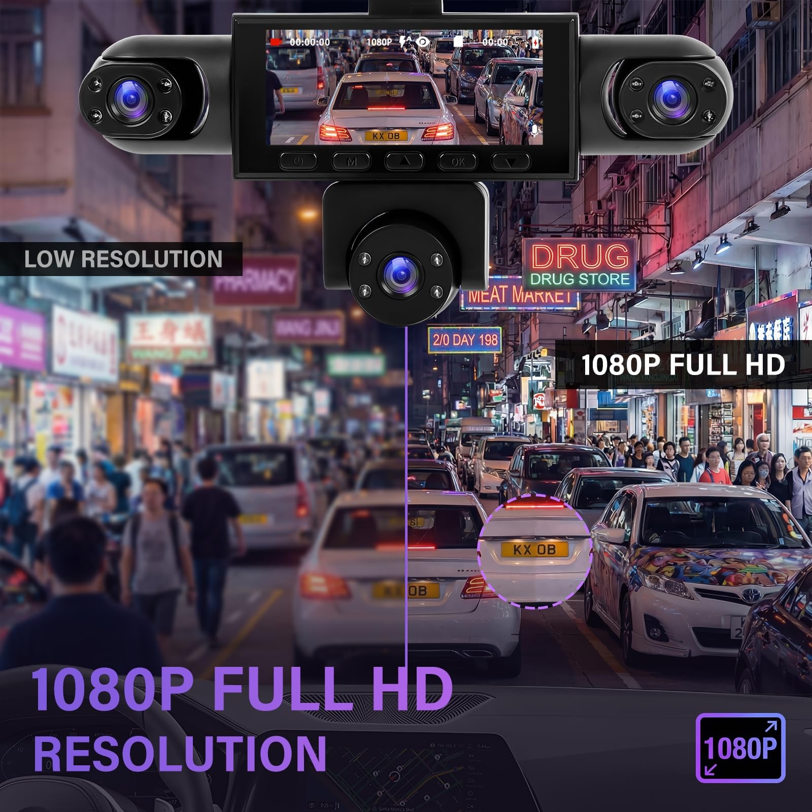 5 Channel Dash Cam 360°Wide Angle Dash Camera for Cars 1080P with Loop Record…