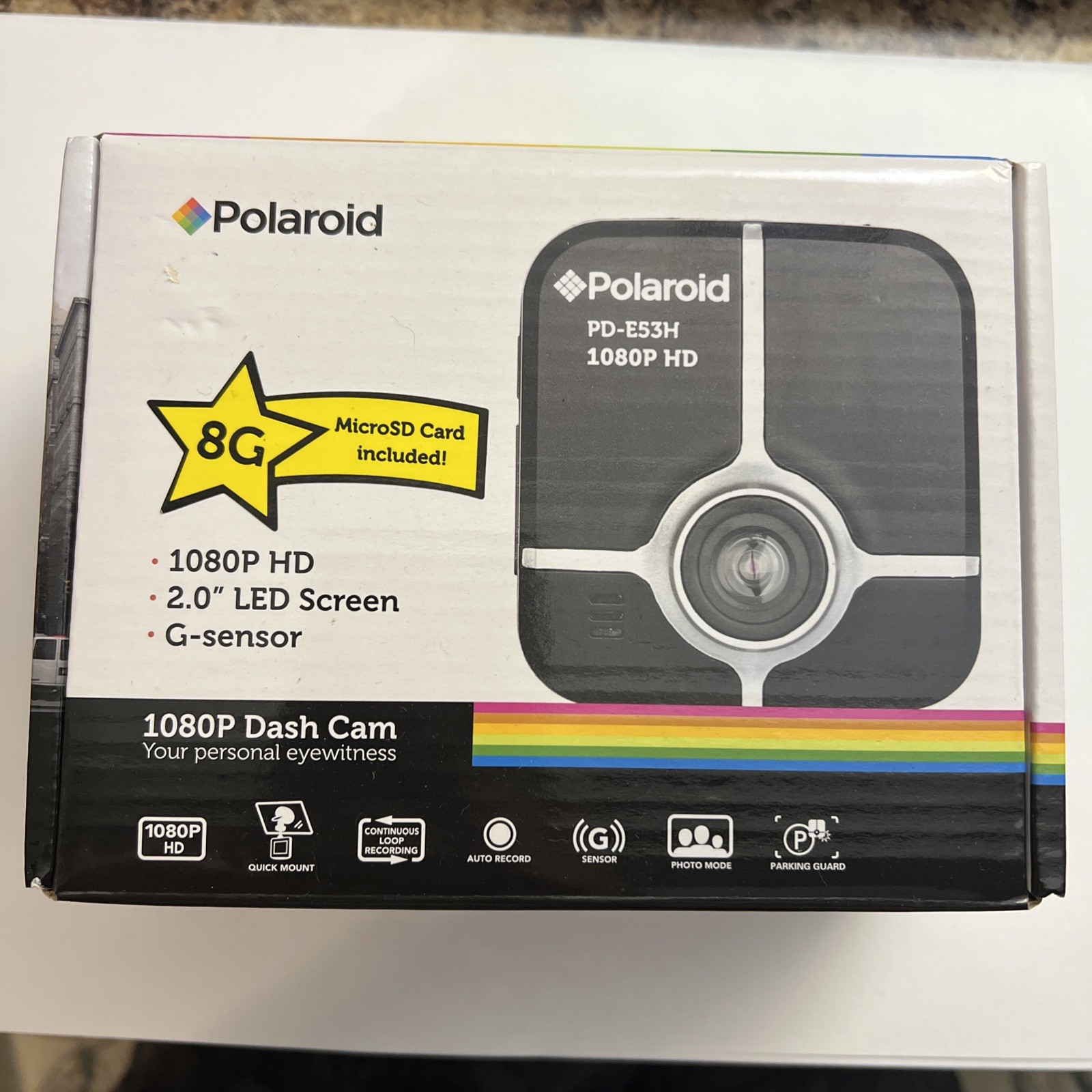 Silver Polaroid PD-E53H Dash Cam 1080p HD with 8GB Micro SD Card Your eyewitness