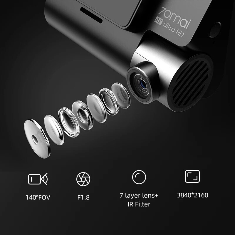 70mai A800S GPS 4K Smart Dash Cam DVR, COMPLETE w/ 64gb SD Card