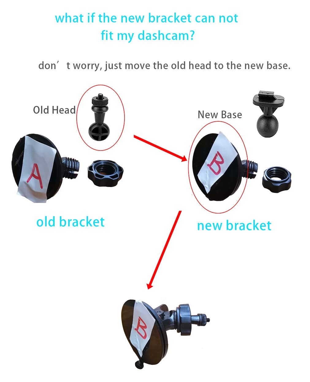 Dash Cam Suction Cup Mount for Oldshark Amuoc Jeemak Chortau Screw-Connect Da…