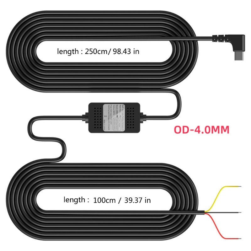 Dashcam Hard Wire Kit USB Type C for Auto Car Camera with Low Voltage Protection