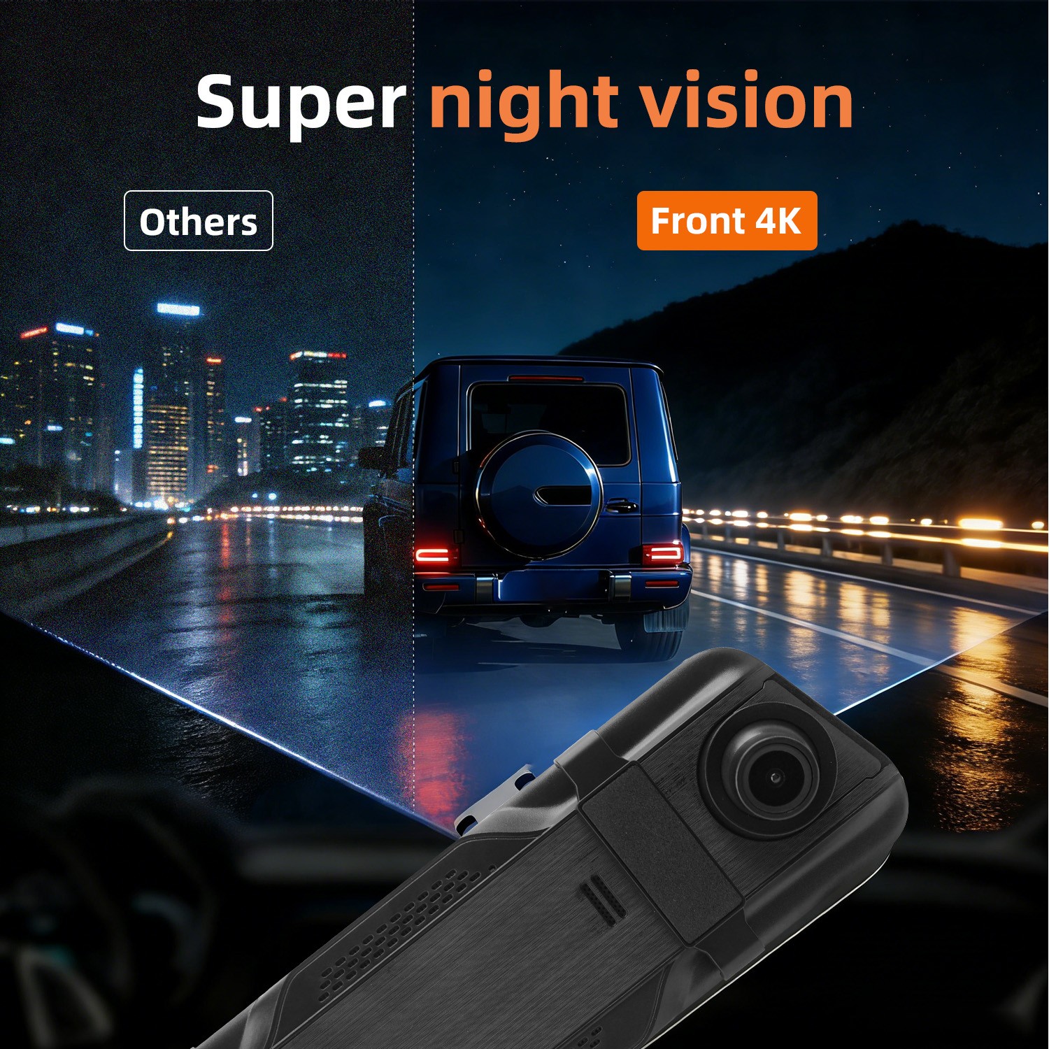 9.6″ Car Mirror Dash Cam with Front + Rear Cameras, WiFi, Parking Monitor, Black