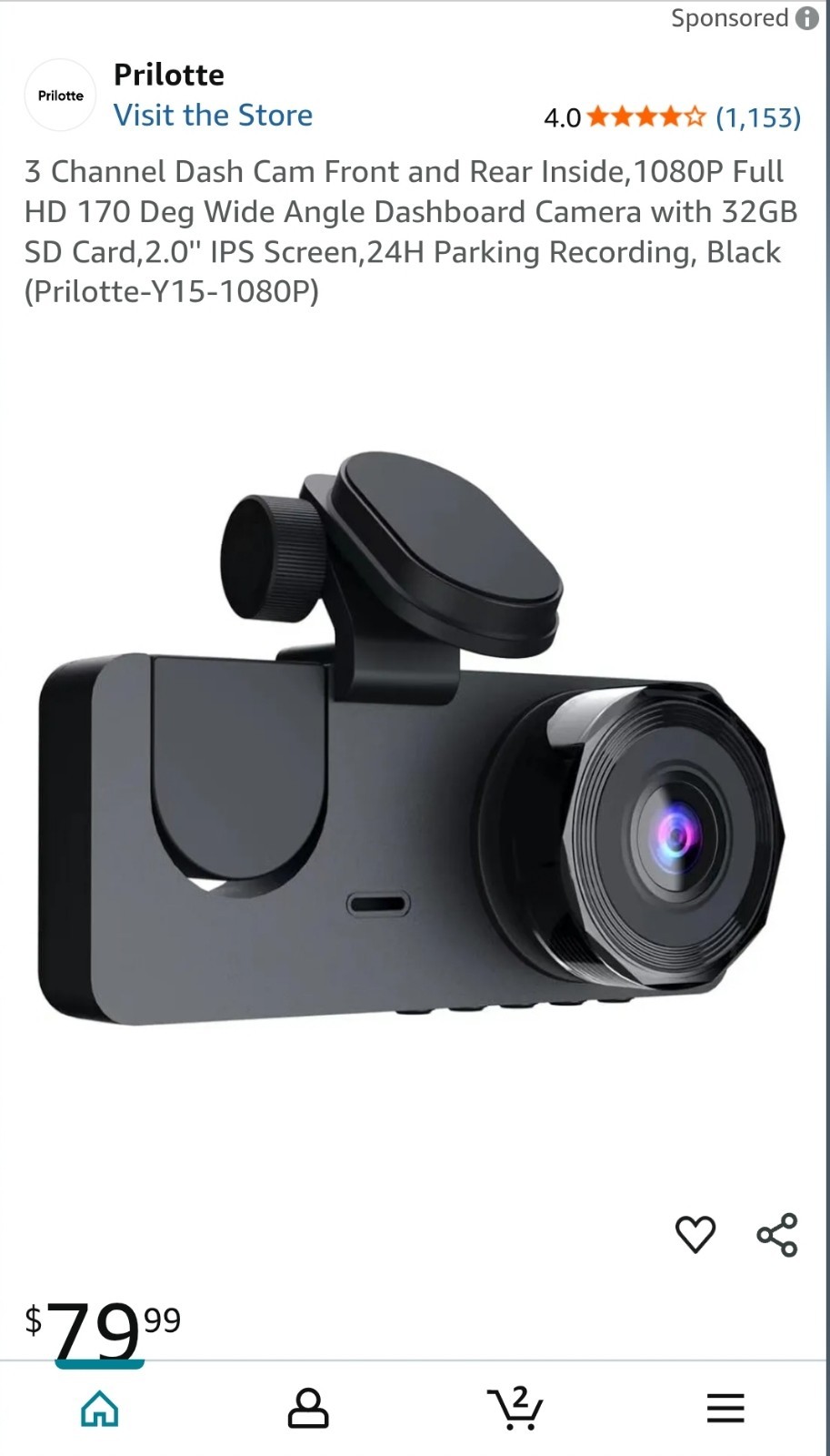 Prilotte Three Channels 4k Dash Cam Full UHD 4k 1080p