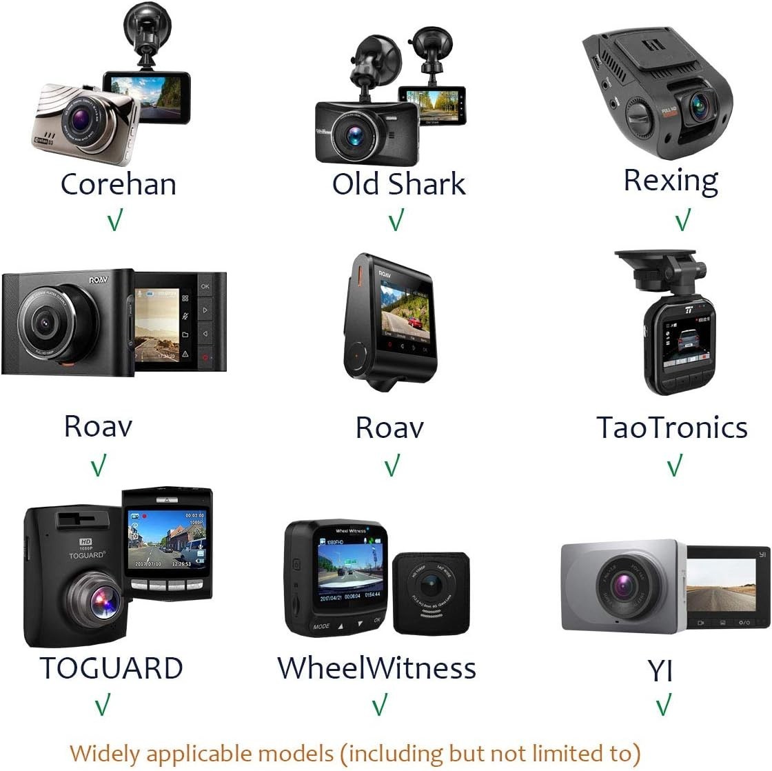 Dash Cam Suction Cup Mount Compatible with Crosstour, APEMAN, YI 2.7″, Z-Edge…