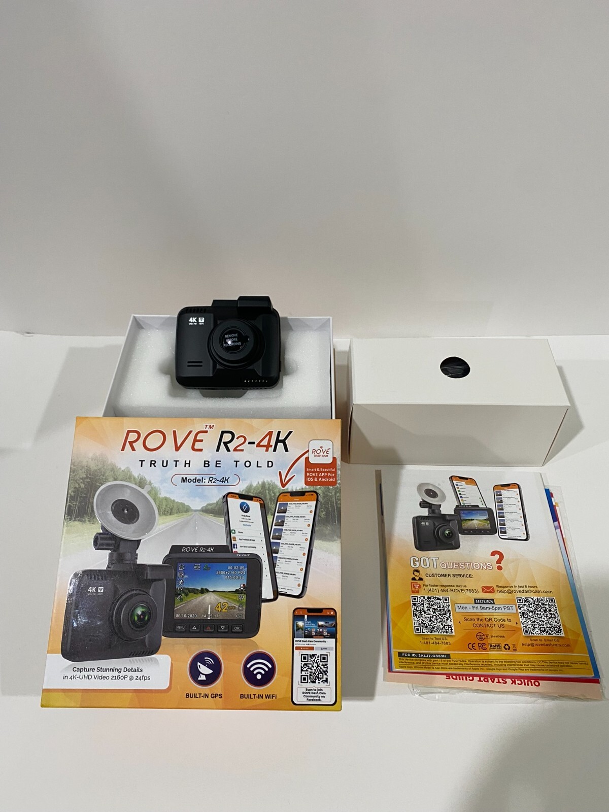 ROVE R2-4K Dash Cam Built-in WiFi GPS Car Dashboard Cam Recorder with UHD 2160 P