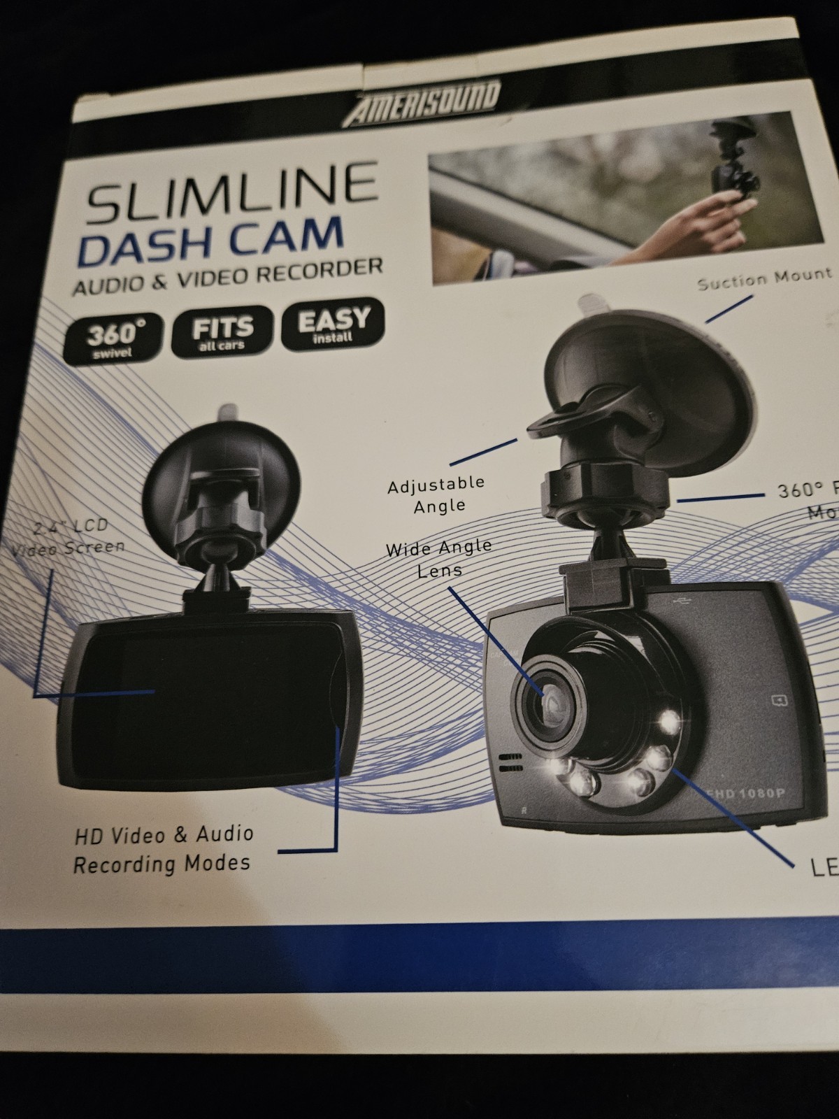 NEW – Amerisound Slimline Dash Cam/Camera Audio & Video Recorder INV00372