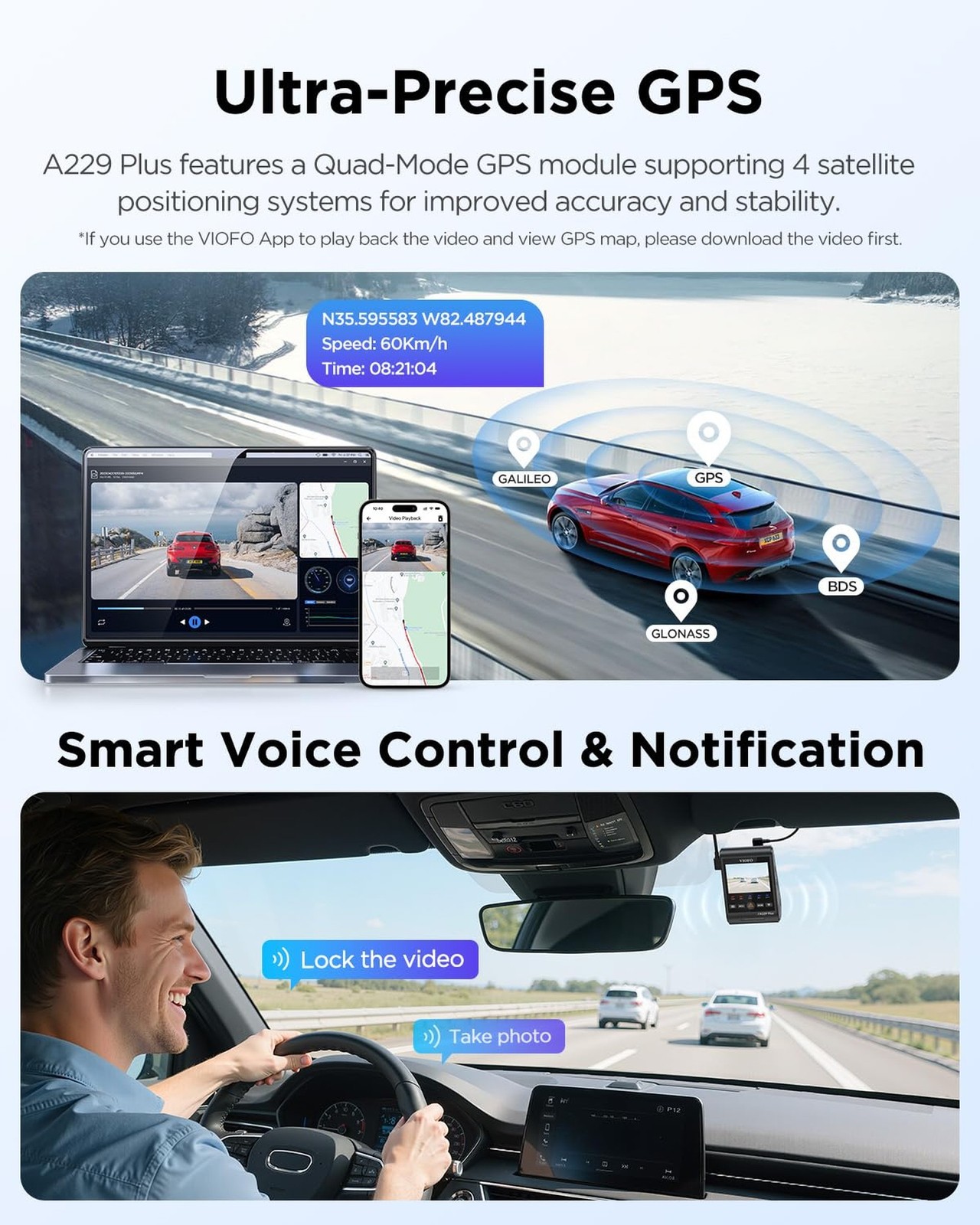VIOFO A229 Plus Dash Cam with Dual STARVIS 2 Sensors, 2 Channel HDR, 1440P+14…
