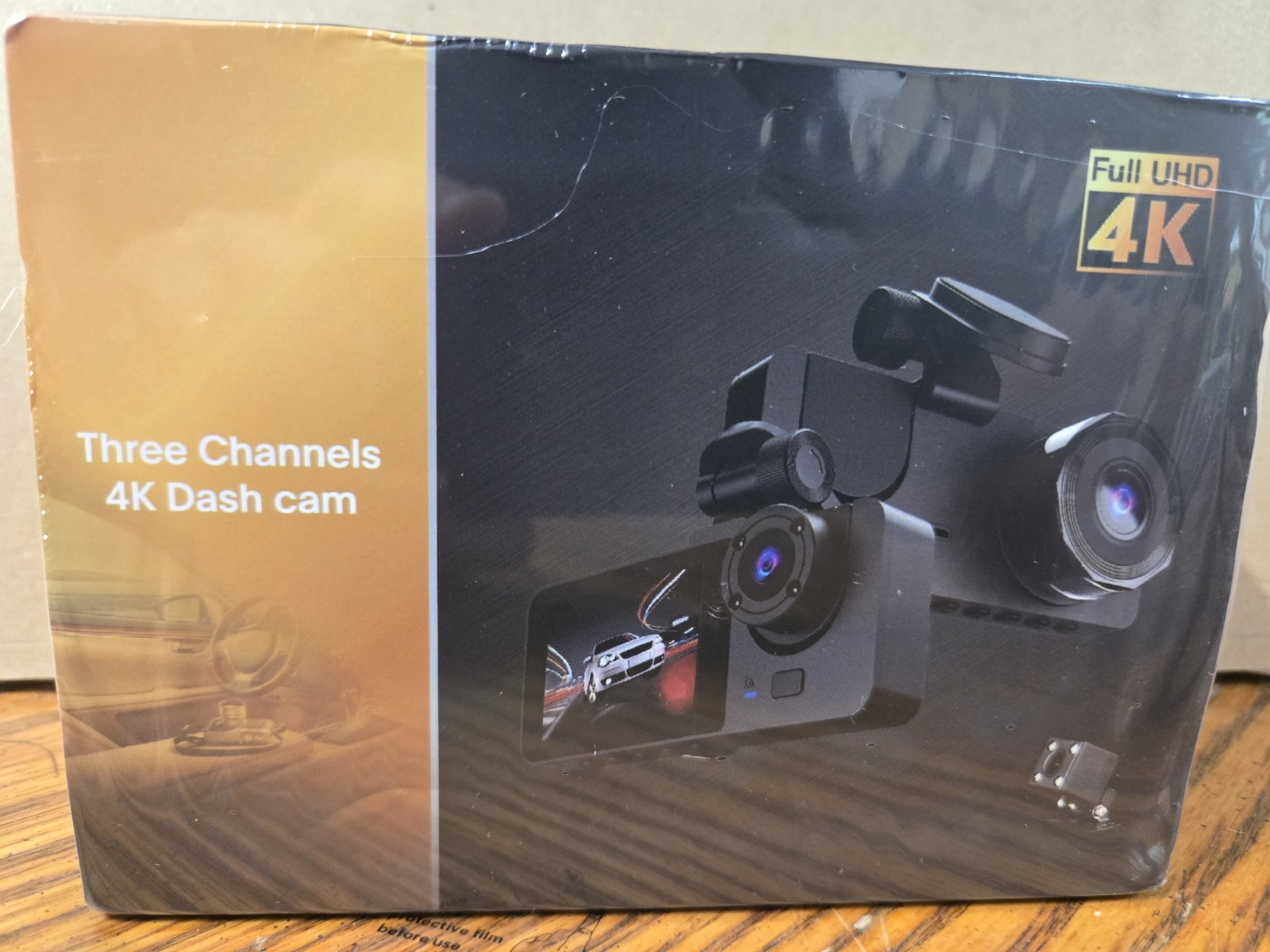 Brand New 4K Three Channel Dash Cam Front Inside Rear 170 Wide Angle Loop Record