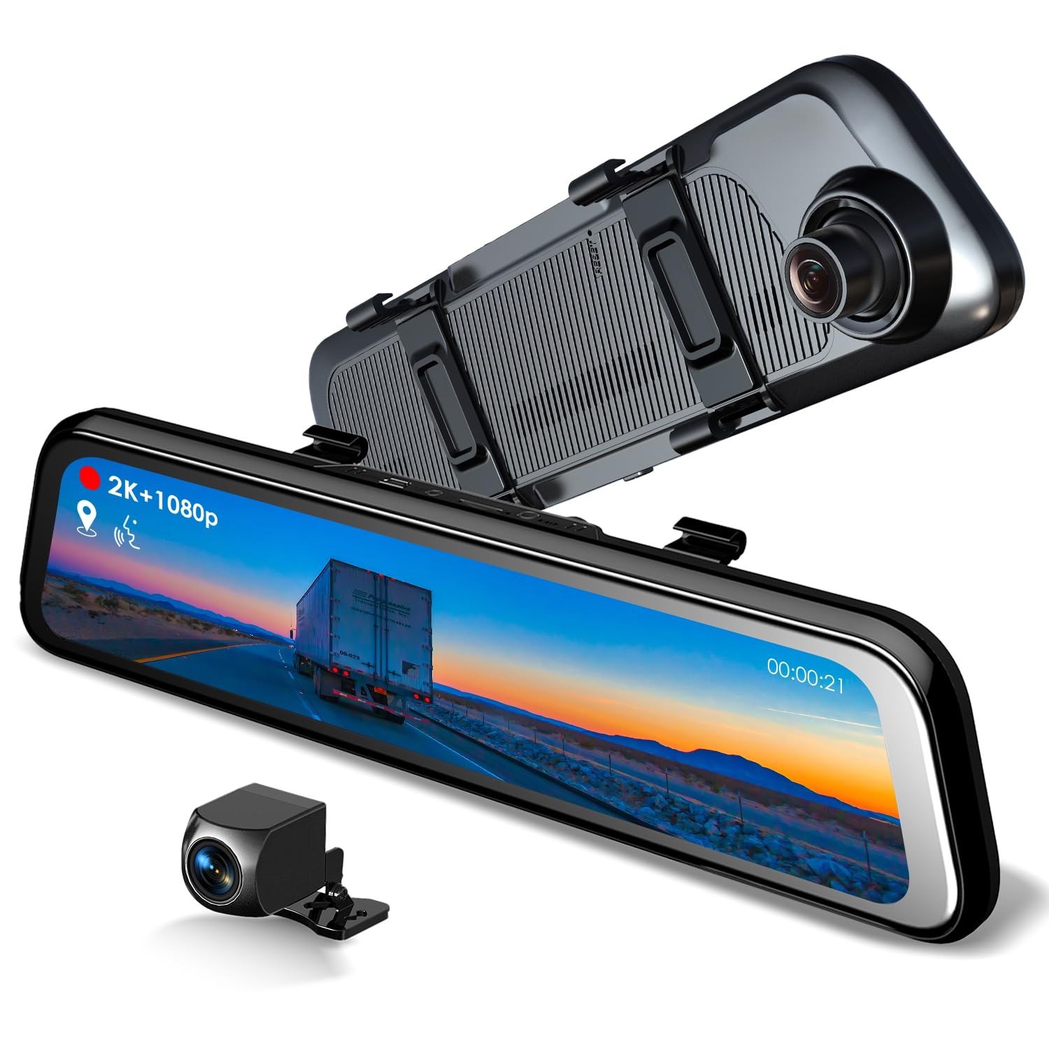 RexingUSA M1 Pro 2K Dual Mirror Dash Cam – 1440p Front + 1080p Rear, 10” IPS …