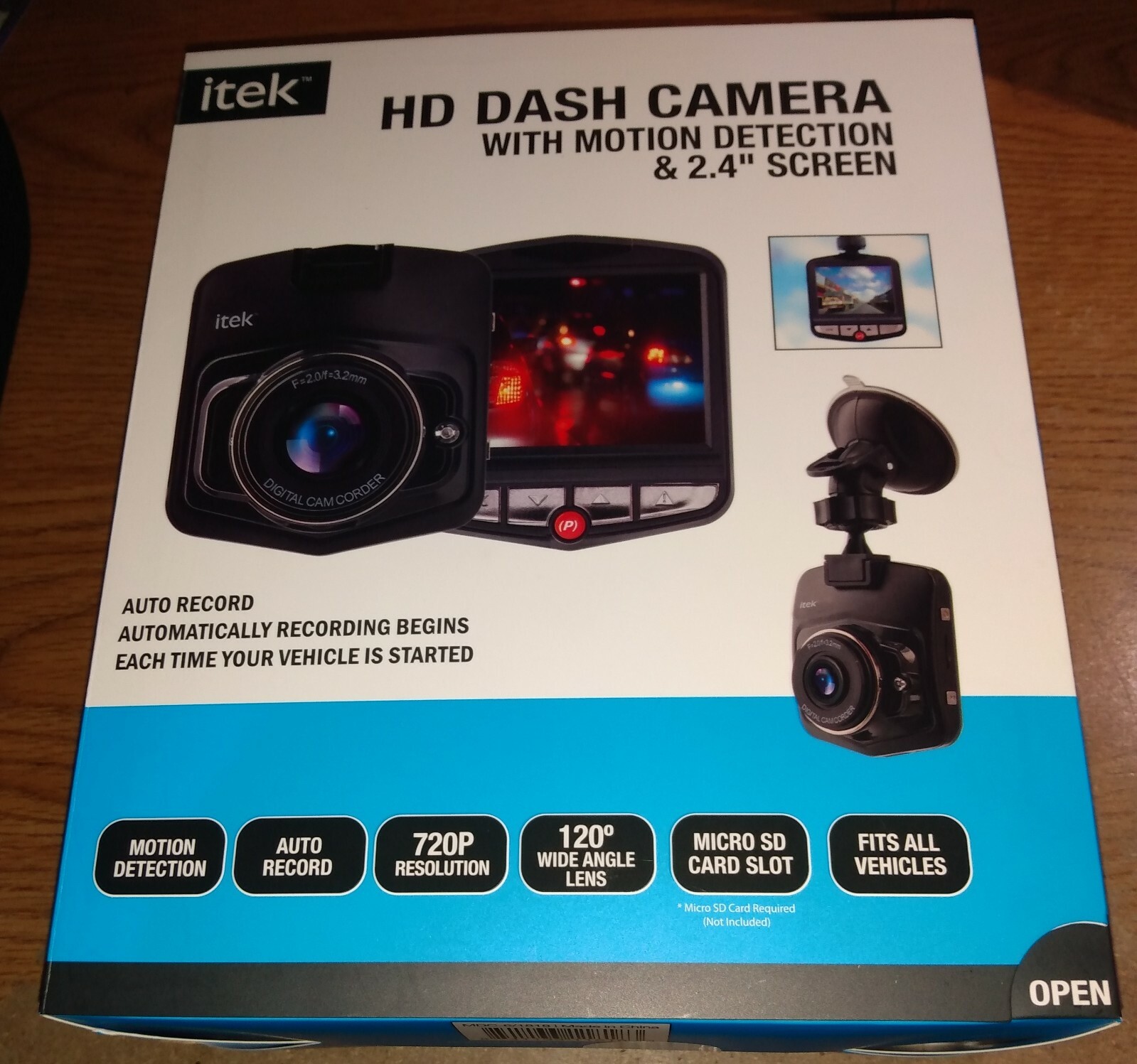 2.4 Full HD 720P Dash Cam Car Front 120Deg Camera with Motion Detection