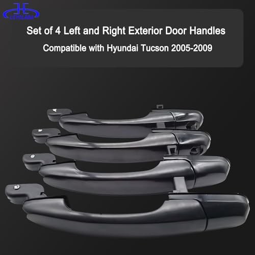 Set of 4 Exterior Door Handles Compatible with Hyundai Tucson 2005 2006 2007