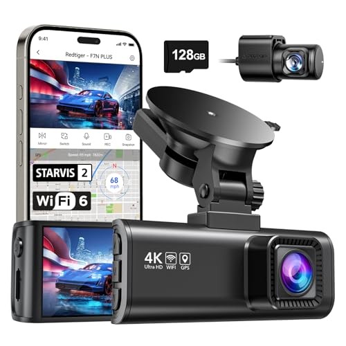4K Dash Cam Front Rear, STARVIS 2 Sensor, Free Card Included, F7NP-128GB