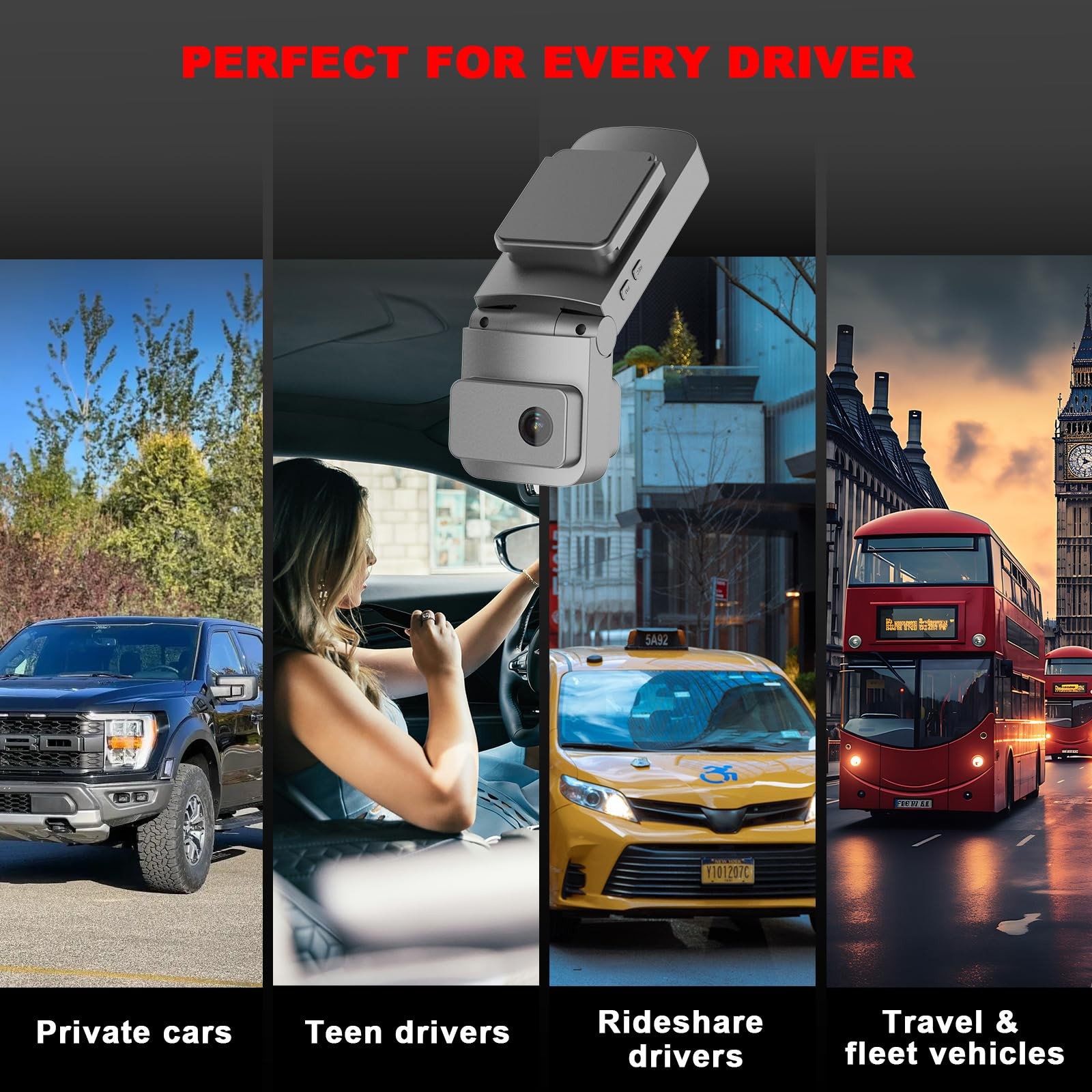 4G LTE Dash Cam with Live Streaming, Car Vandalism Security Camera