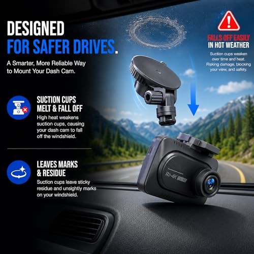 Universal Dash Cam Mount for Rove R2-4K, R2-4K Pro, R2-4K Dual, Redtiger Dash