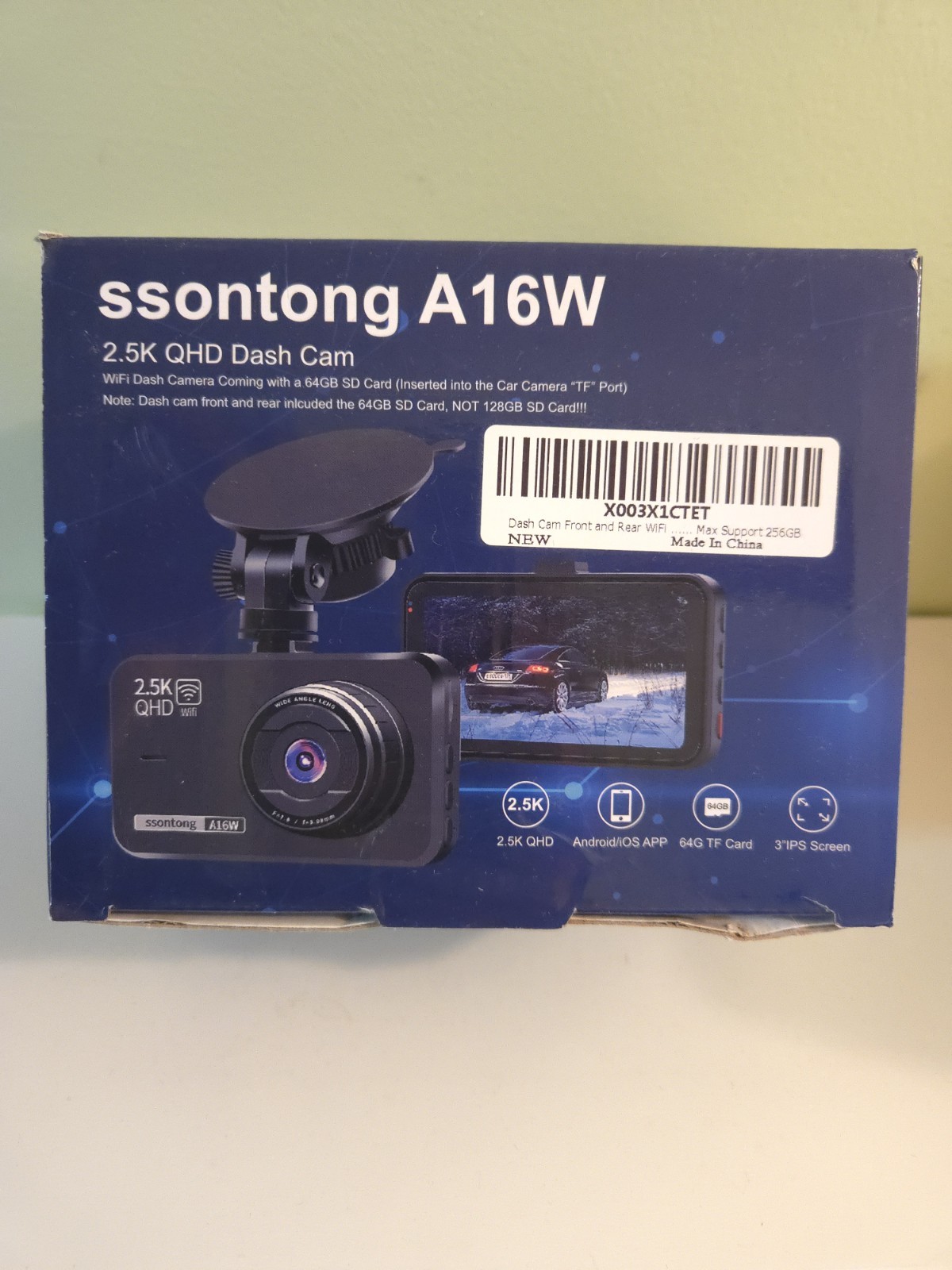 NEW IN BOX Ssontong A16W 2.5K QHD WiFi Dash Cam Camera