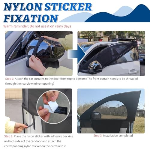 4PCS Upgraded Car Window Shades with Zipper—Mesh Breathable Covers