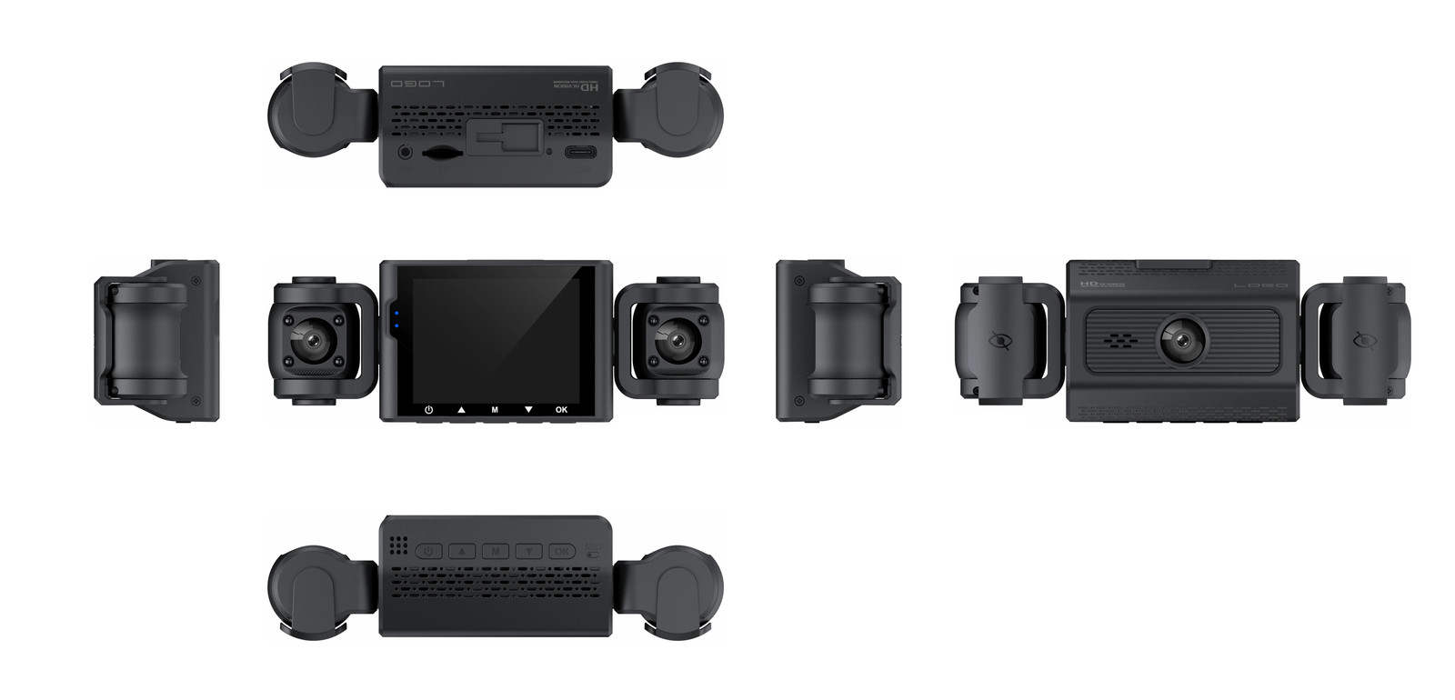 4 Channel Dash Cam 1080P Full HD Car Camera Recorder with 2.4″ IPS Display