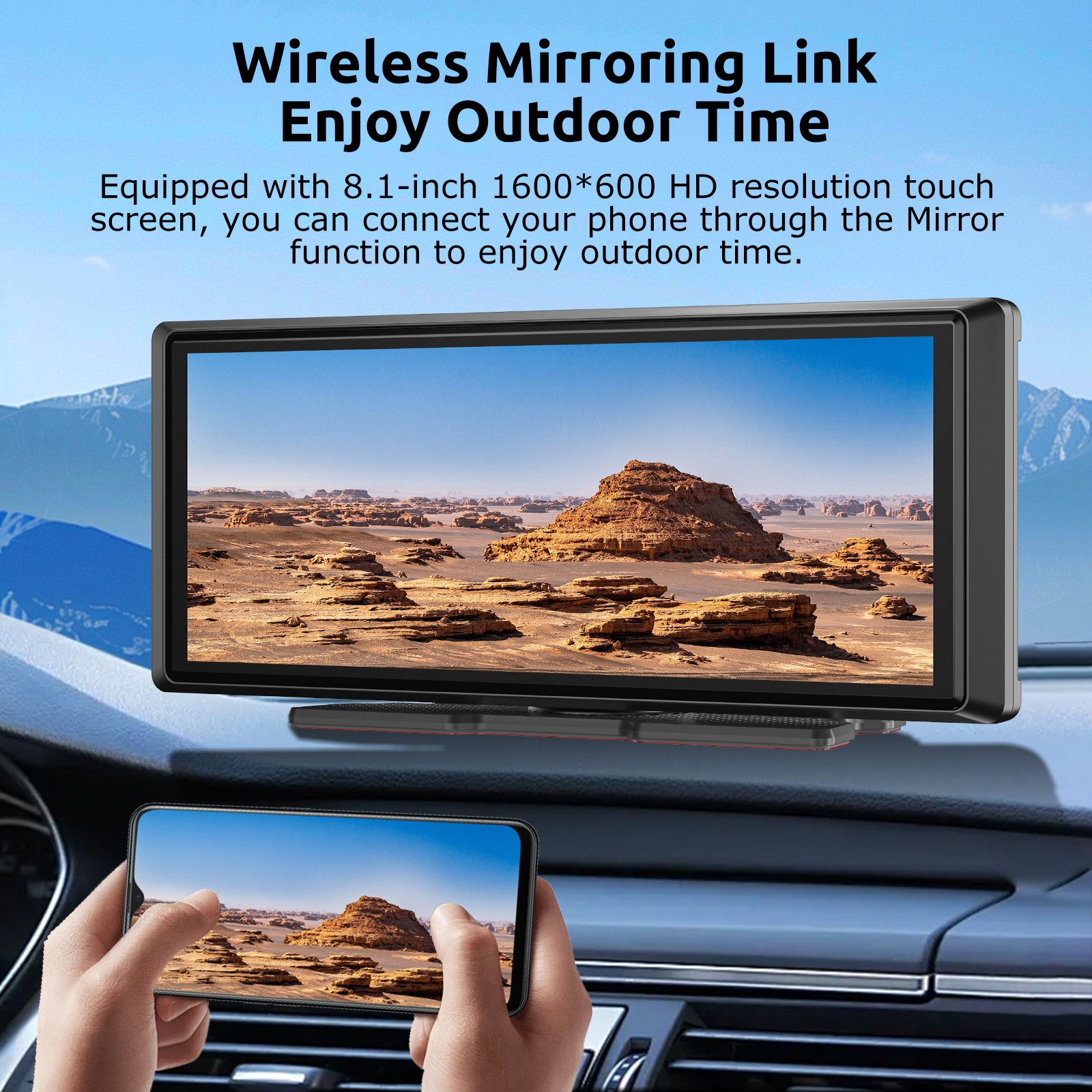 8.1” Portable Car Stereo Apple Carplay Screen Android Auto Navi FM With AHD Cam