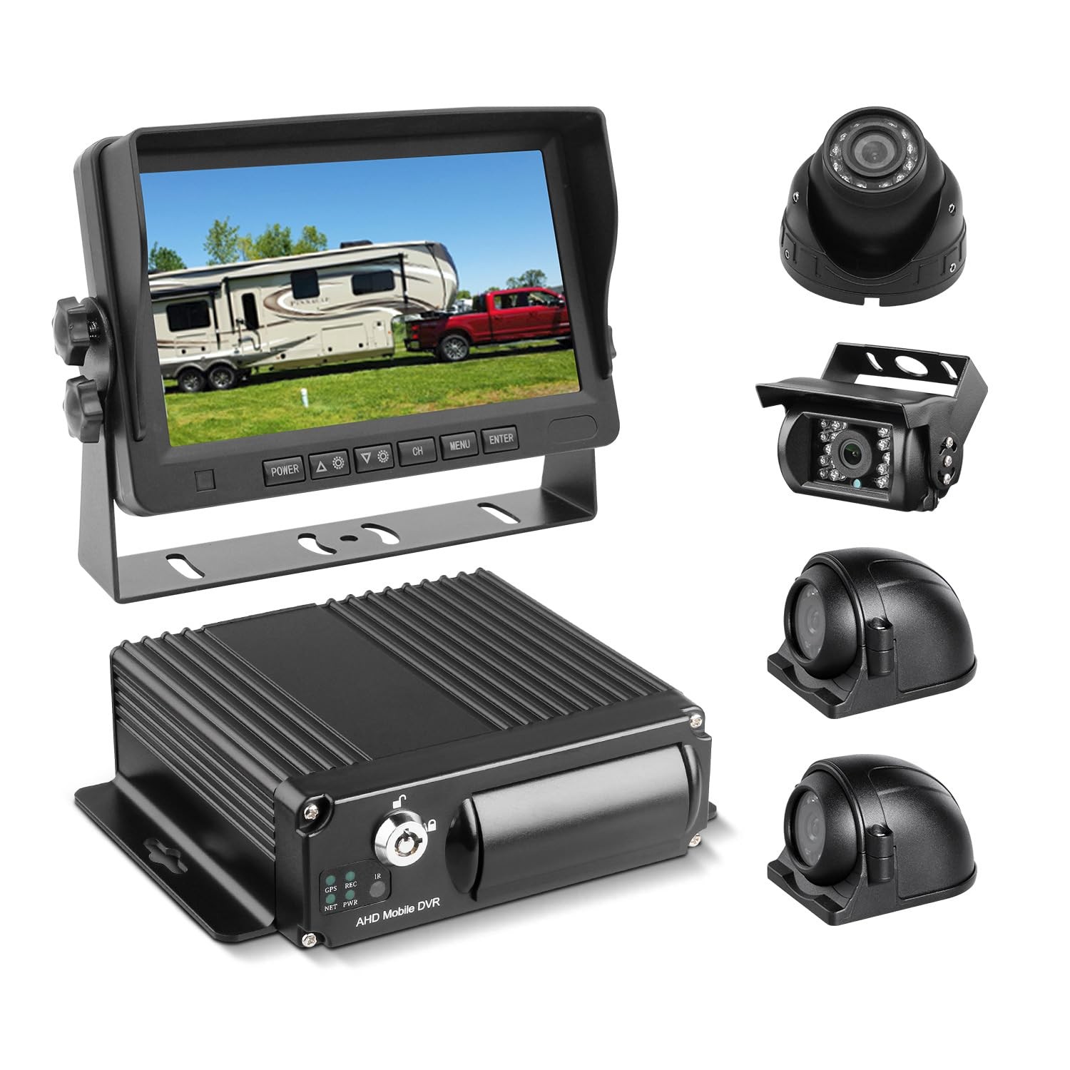4 Channel 1080P H.265 Dual 512 GB Vehicle Car Mobile DVR System Video Recorde…