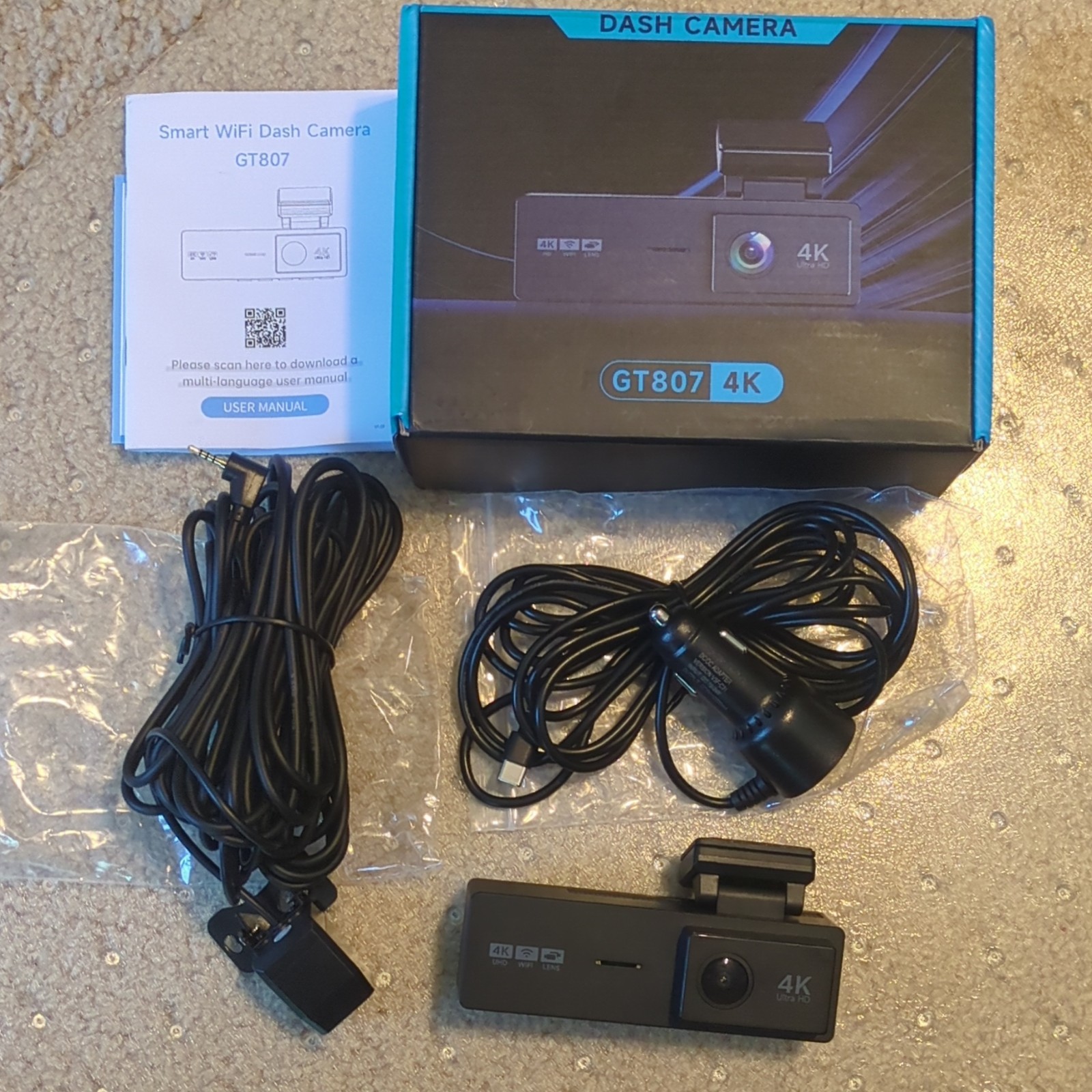 Dash Cam 3 Cameras, Front/ Rear Facing Windsheild/ Exterior License Plate Mount