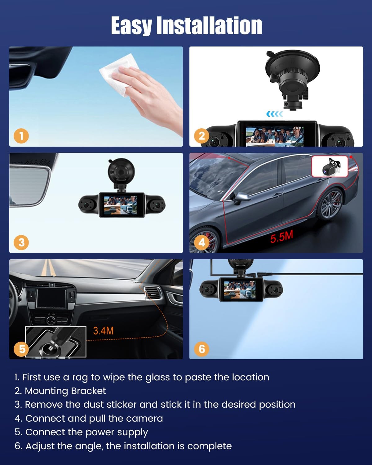 360° Dash Cam Front Rear Right Left 4 Channel Dash Camera FHD 2K+1080Px3 for …
