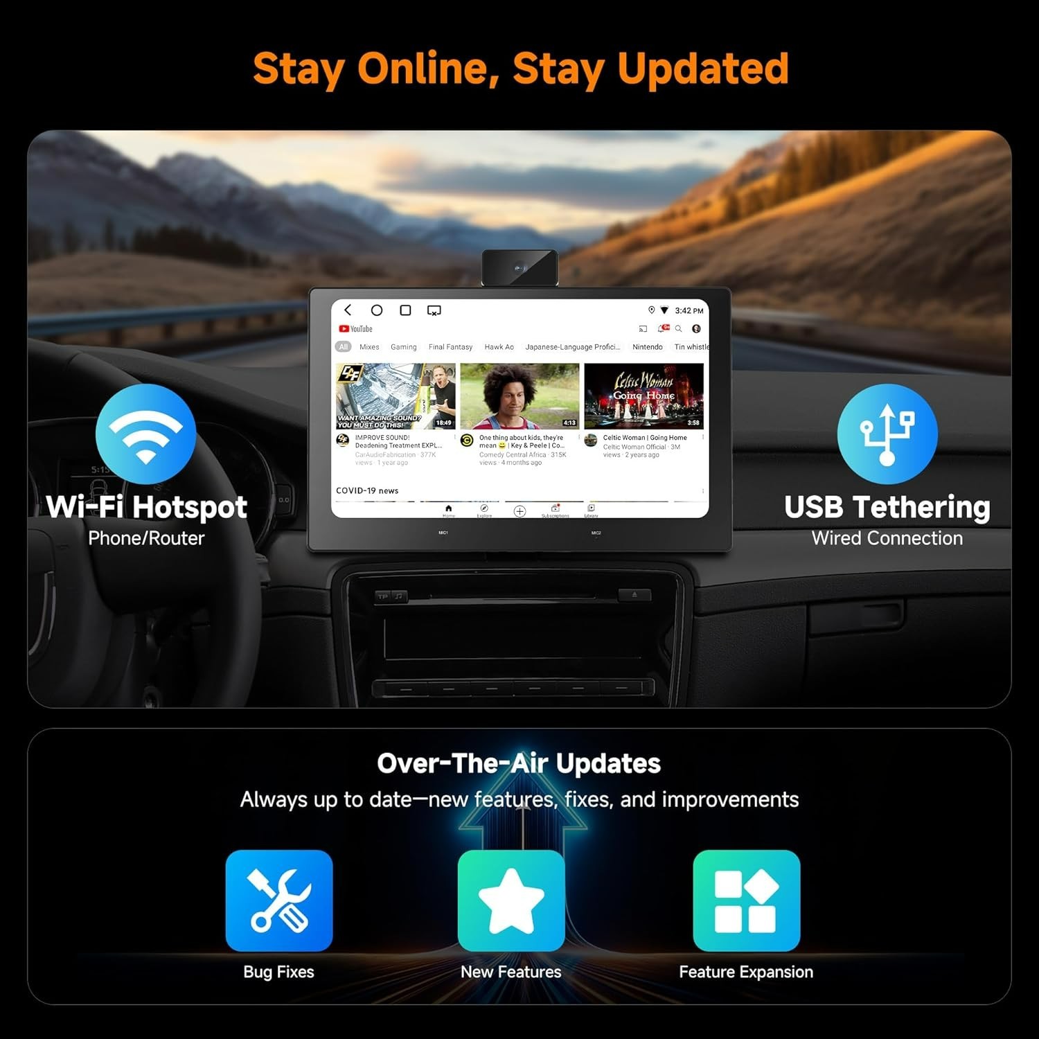 P6 9″ PREMIUM CarPlay/Android Auto Touchscreen, DashCam, Bluetooth, GPS