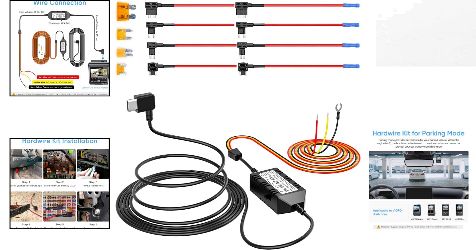 Efficient HK4 Hardwire Kit for 12/24V Vehicles with Automatic Parking Mode