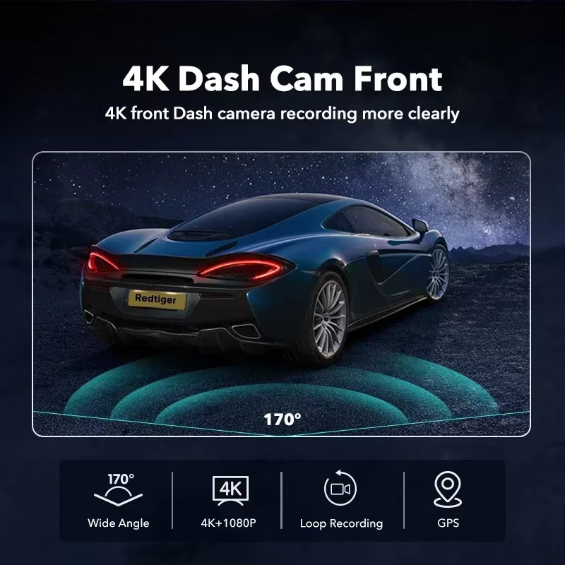 Dash Camera Front and Rear 4K Dash Cam Drive Recorder for Wifi GPS Car Dvr for 2