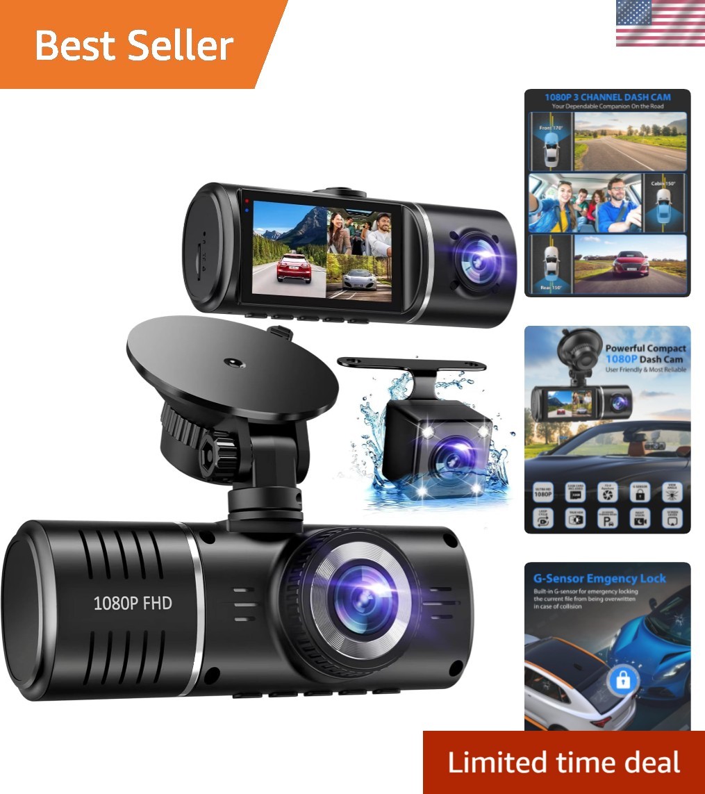 Comprehensive 1080P Dash Camera with Loop Recording & Parking Monitor – 32GB