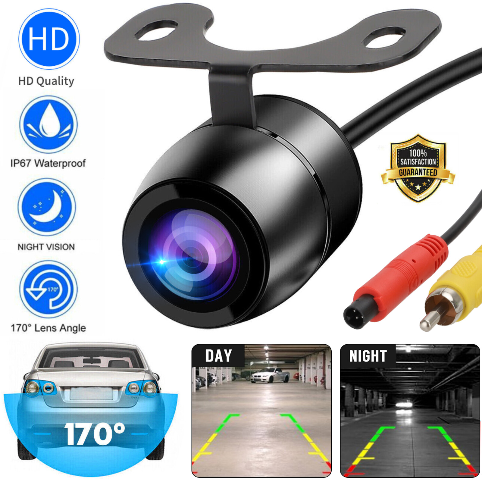 Car Rear View Backup Reverse Camera Parking Cam HD Night Vision Waterproof 170°