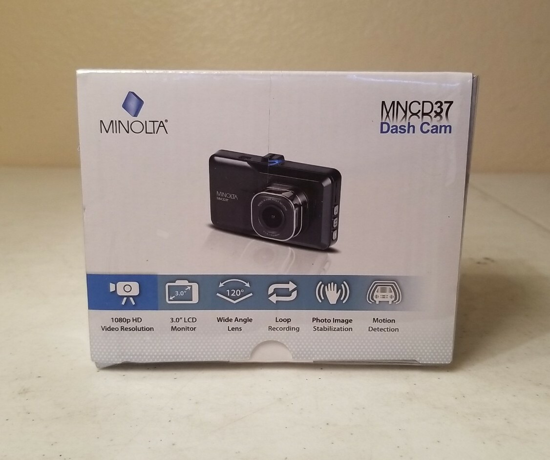New Sealed Minolta MNCD37 Full HD 3″ LCD Screen Dash Cam Black