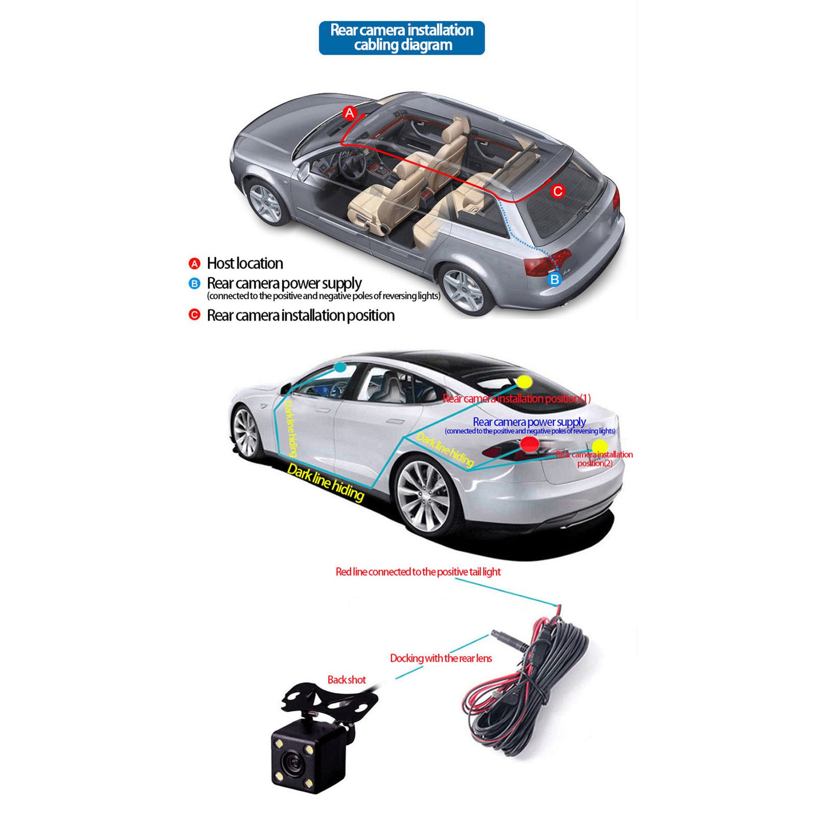 3 Channel Dash Camera 1080P 170 Degree Wide Angle APP Control Front Rear Ca WJZA