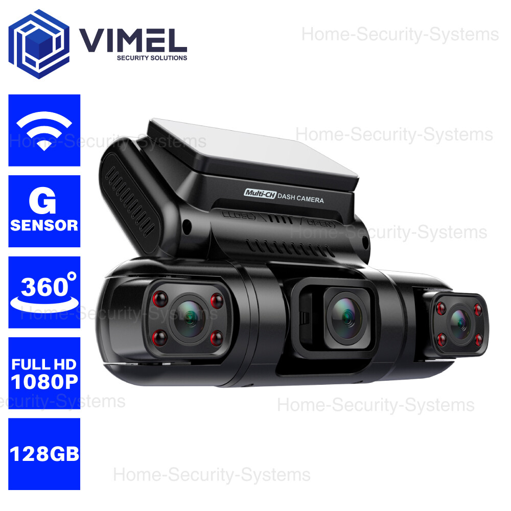 Dashcam 4K Dual Front & Rear Cam WiFi Dash Camera 3 x Channel Night Vision 128G