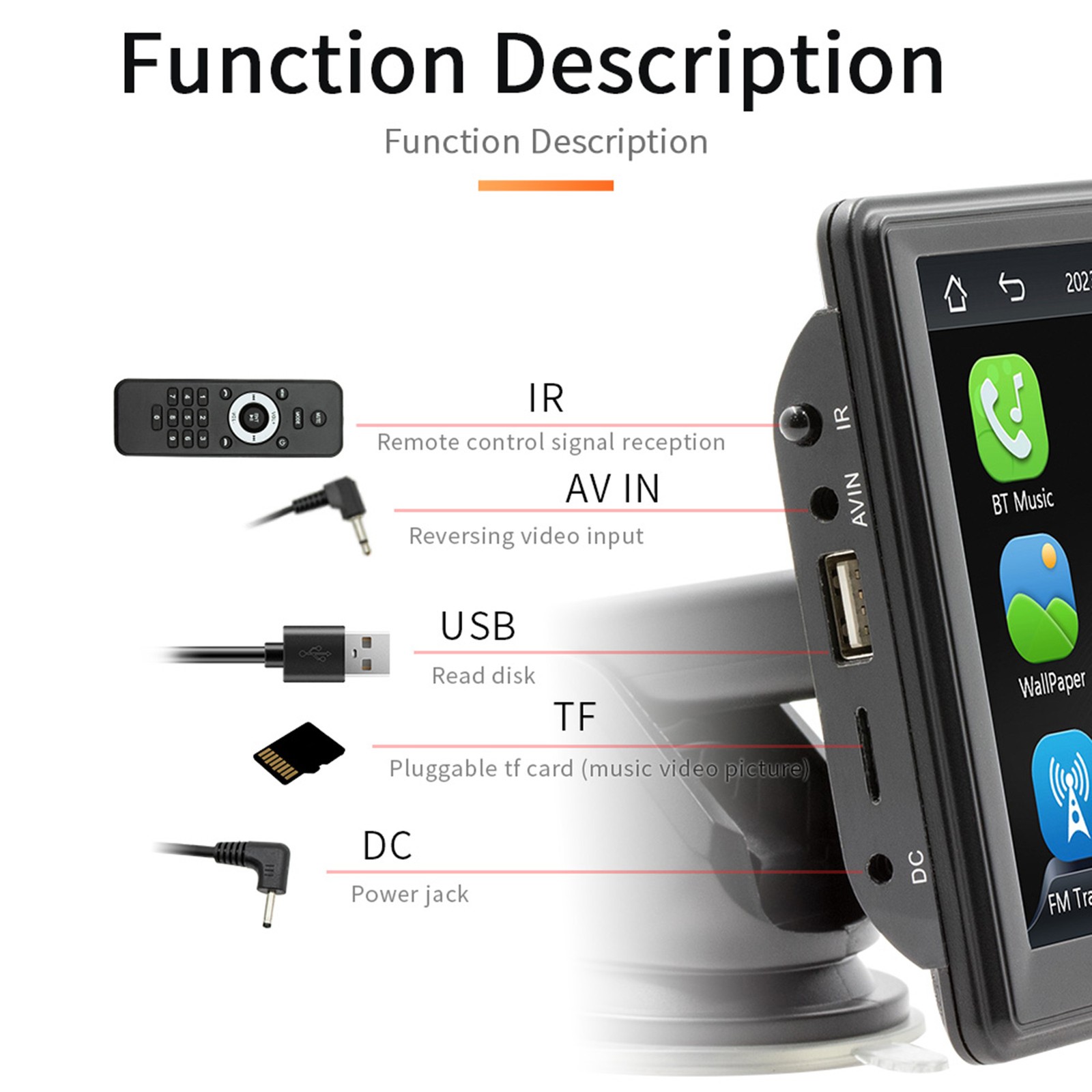 7-Inch HD Portable Car MP5 Player With WiFi And AHD Camera For Smart AQBP