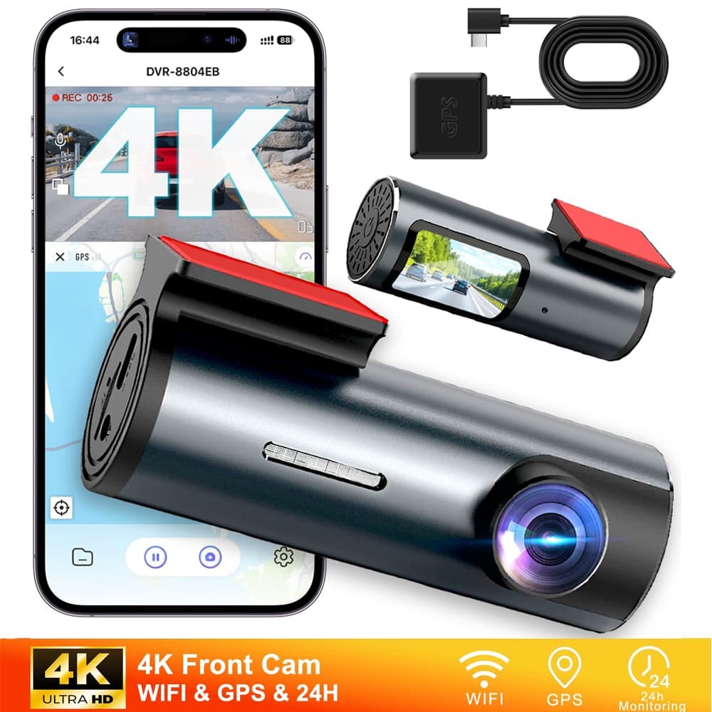 4K GPS Driving Recorder Parking Surveillance Video Car Night Vision Dash Cam