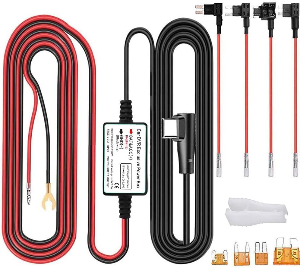Gebildet Dash Cam Hardwire Kit, Type C USB Hard Wire Kit 12V-24V to 5V Hardwire