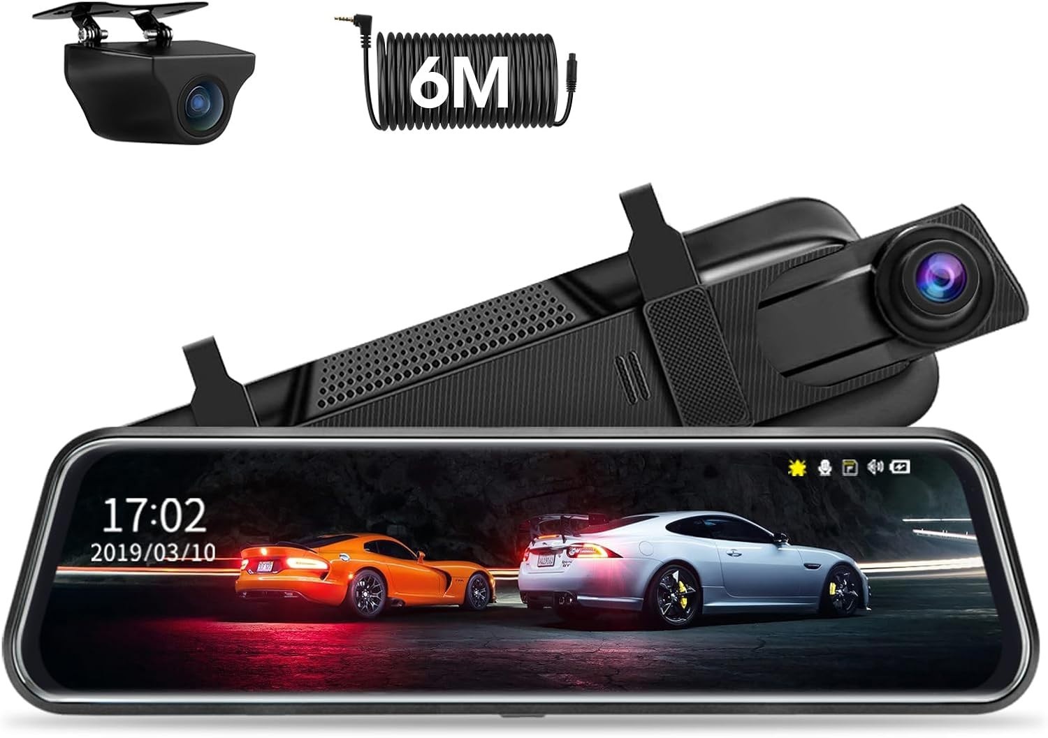 10” Touch Screen Rear View Mirror Camera – Dual 1080P, Waterproof, G-Sensor