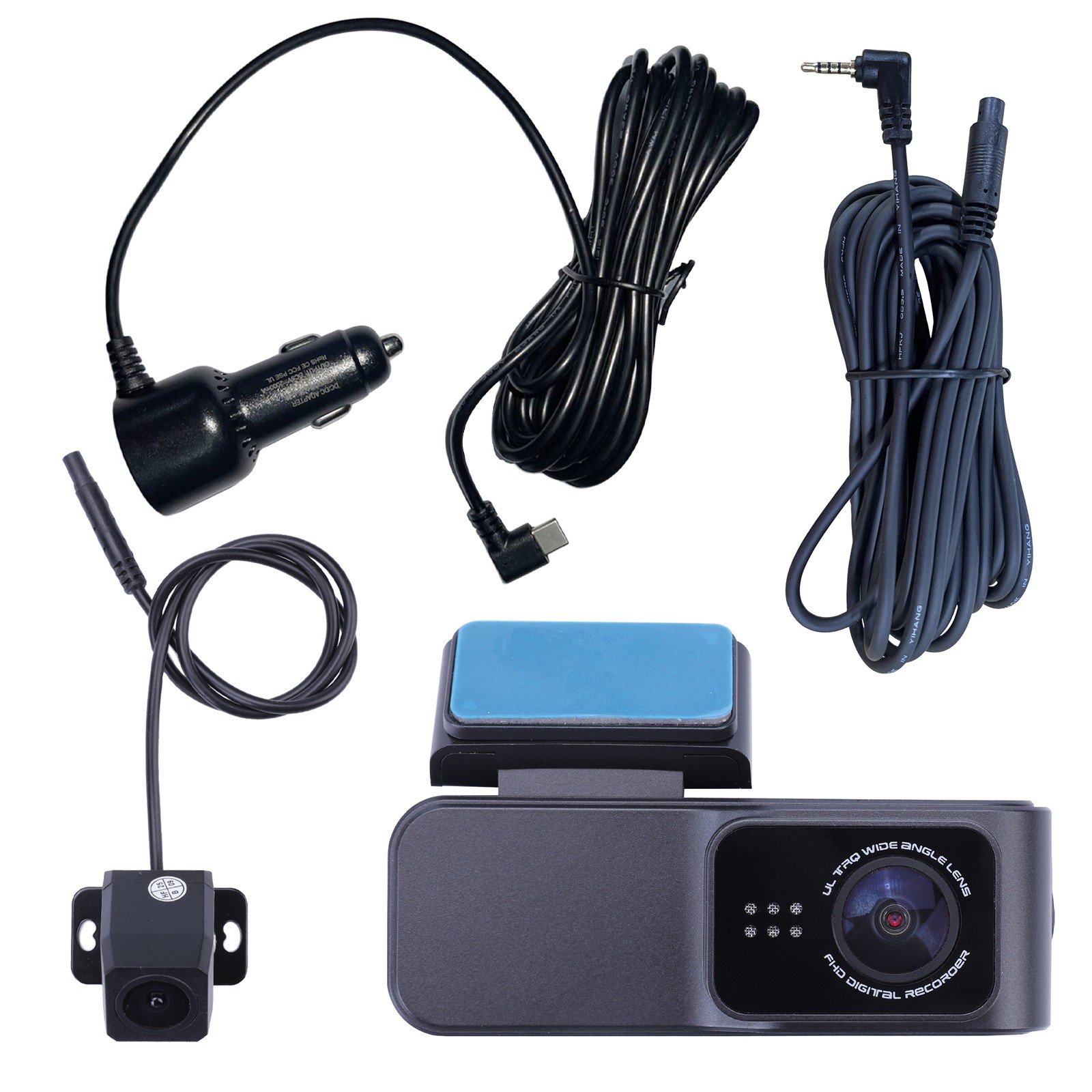 Dash Cam Front and Rear with APP Control, 2.4G WiFi, Night Vision 64G TF Card