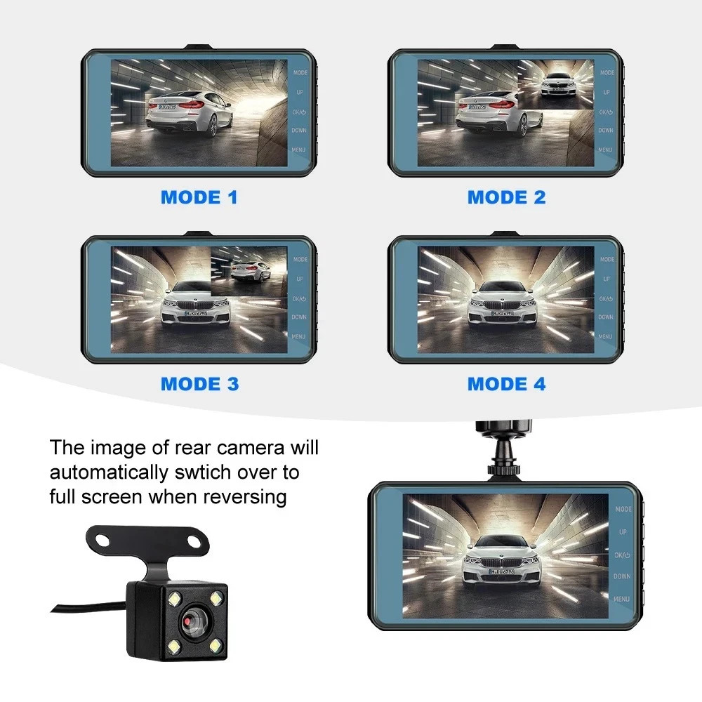 HD 1080P Car Dual Lens Dash Cam 4″ DVR Recorder Front & Rear Camera Night Vision